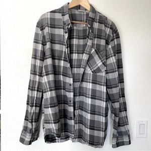 Men’s XL 100% Cotton Vans Off The Wall Skateboarding Gray Button Flannel